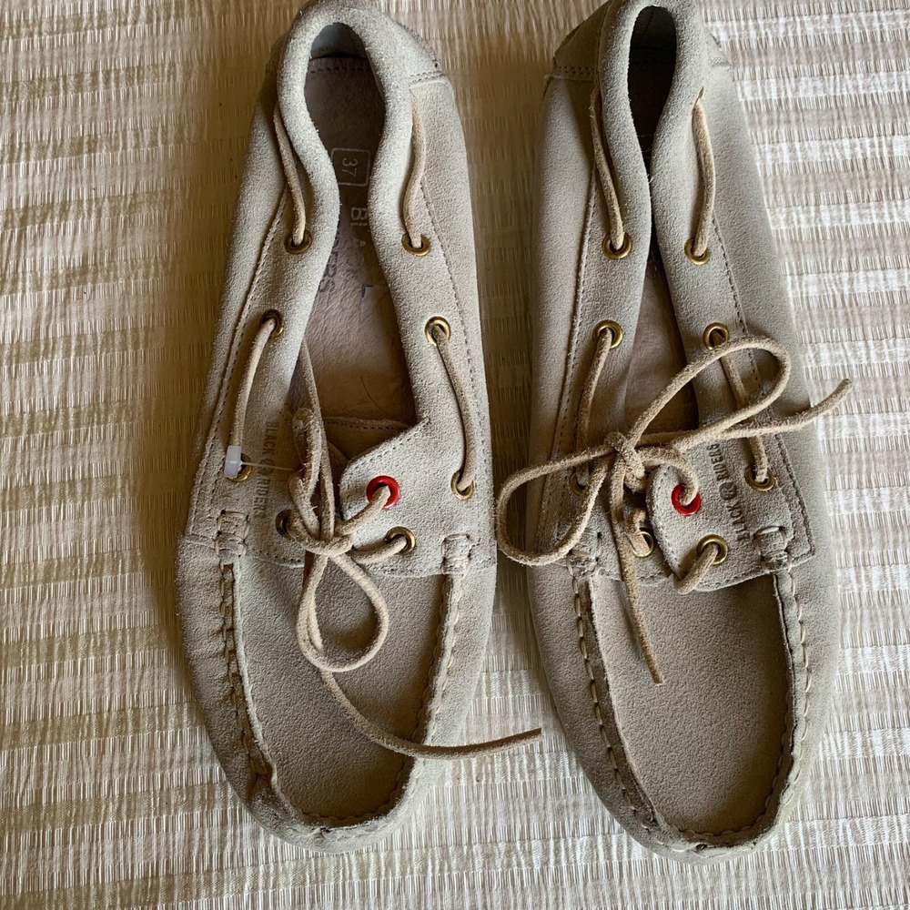 Black Riders Suede Boat Shoes Tan Loafers Moccasins Size 37